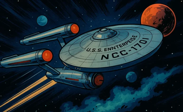 un set futuristico e luminoso di Star Trek Strange New Worlds